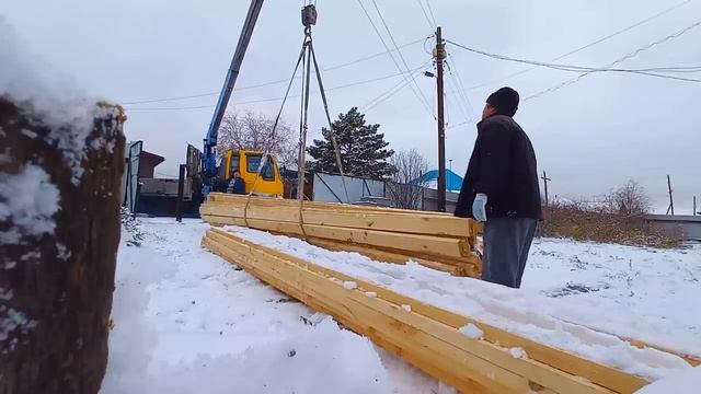 Привезли лес для зимней стройки УТРО В ДЕРЕВНЕ первый бесконечный снег ПОДВАЛ ИЛЬИЧА деревенский быт