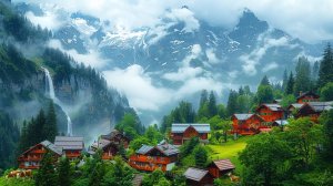 Венген, Швейцария. Пешеходная экскурсия 4K - самые красивые швейцарские деревни, сказочная деревня