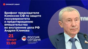 Брифинг заместителя председателя Комитета Совета Федерации по международным делам Андрея Климова