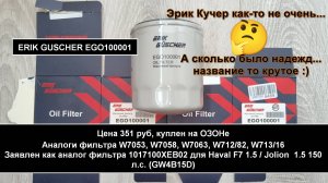 Распил масляного фильтра ERIK GUSCHER EGO100001 (аналог W7053, W7058, W7063, W712/82, W713/16)