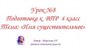 Подготовка к ВПР. 4 класс Урок №8 Имя существительное