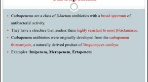 Oxopenams, Carbopenams, Monobactams and Beta lactamase inhibitors  (Medicinal Chemistry) Session 6