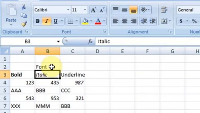 04 Bold Italic Underline Microsoft Office Excel 2007 2010 free Excel Training video in Hindi Urdu