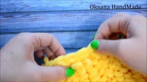 Подушка из Alize Puffy Fine. Вязание без спиц и крючка.