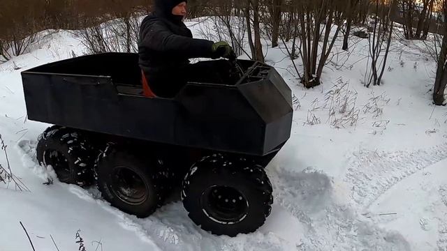 Самодельный Снегоболотоход СБХ 6х6 зимний тест.