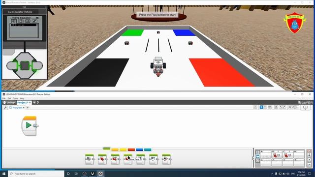 Virtual Robotics Toolkit Mindstorms EV3:Sandbox құмсалғышта текшелерді түрту смотреть онлайн