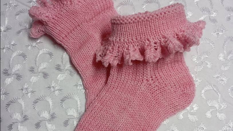 Носочки - гольфы " Рюшка" на вязальной машине. смотреть онлайн