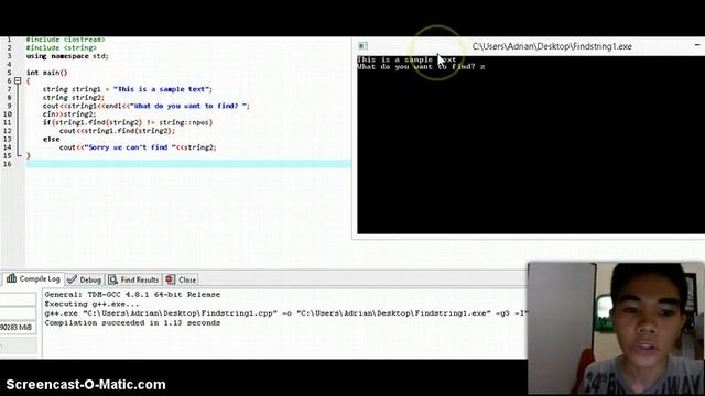Find String Function (C++)
