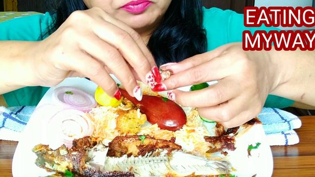 Eating Lahori Fried Fish Kofta Curry Basmati Rice salad Kiwi Mojito Nimbooz masala soda|EATING MYWA смотреть онлайн