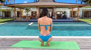 Yoga Stretching Woman - Hotel Pool Resistance band