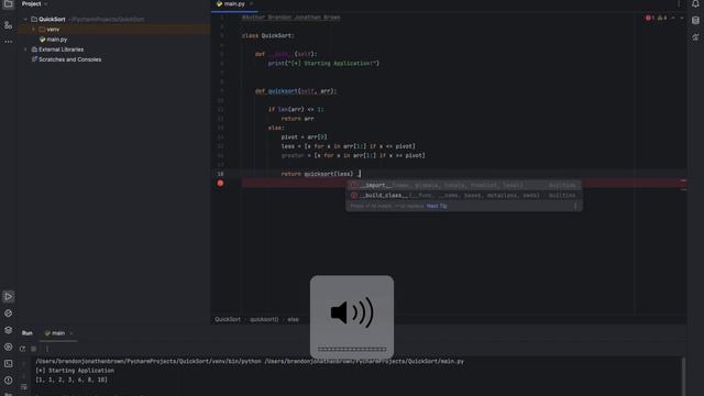 QuickSort Recursive Algorithm -- Python