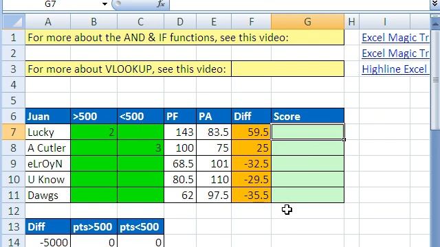 Excel Magic Trick 420: VLOOKUP w SUM function in 3rd argument (Football Betting Table)