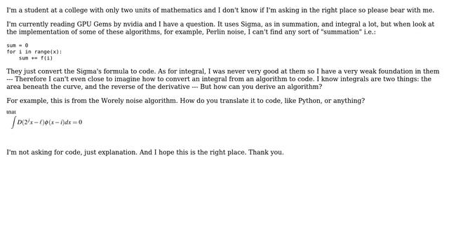 When an algorithm says Summation this, and Integral that, what does it mean in coding terms? смотреть онлайн