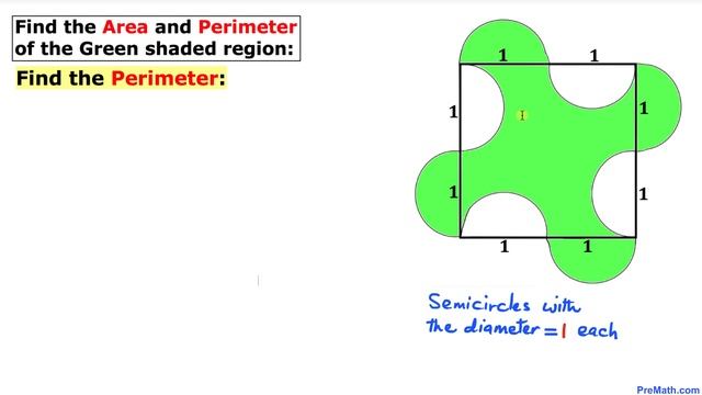Find the Area & Perimeter of the Green Shaded Region | Step-by-Step Tutorial смотреть онлайн