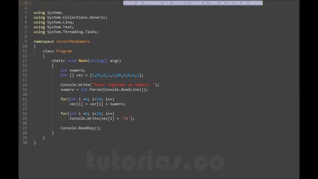 arrays – visualStudio c# (vector mas numero) смотреть онлайн