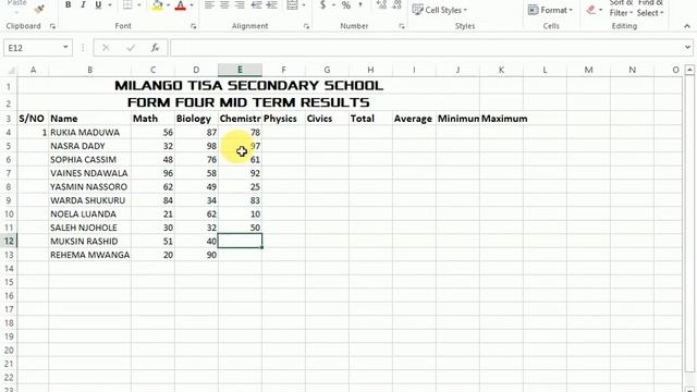 How to calculate average, sum, maximum, minimum and count in excel.