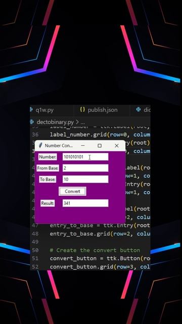 BASE CONVERTER #day1of30days #challenge #coding #python #baseconvertor #binary #decimal #mini #apps