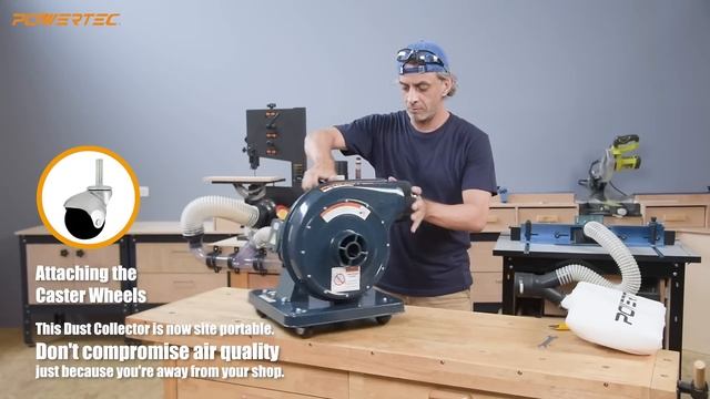 Portable Dust Collector POWERTEC (DC5372) - Woodworking Dust Collector, Woodwork Tools & Accessorie