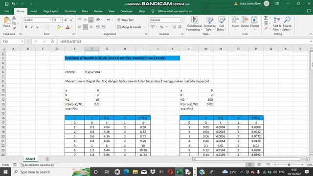 Fisika Komputasi || 05. Integral Numerik dg Metode Trapezoid Multigrid menggunakan Excel & Python