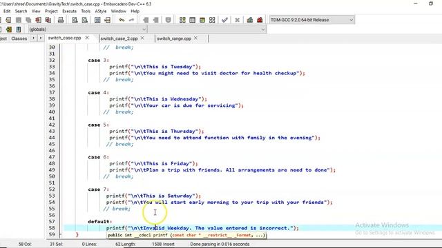 C Switch Statement XV #cprogramming #clanguage #switch #switchcase #break #switchcase
