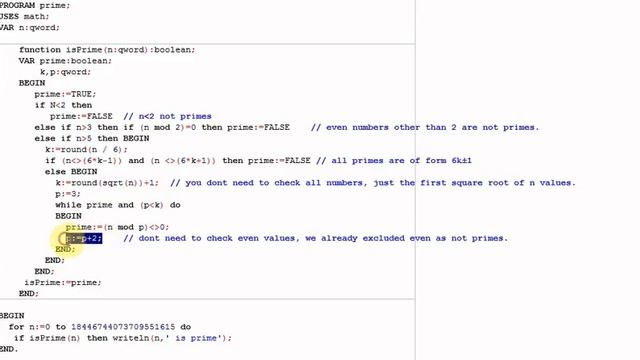 Prime Number Check computer function in Pascal