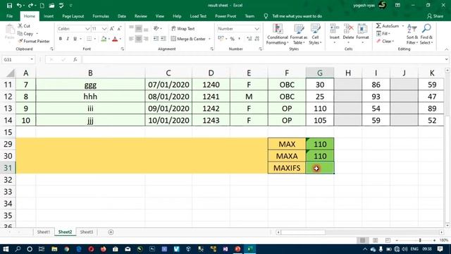 Lecture - 139 : Excel : MAX, MAXA and MAXIFS function in excel | What is deference