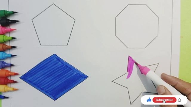 Shapes circle Pentagon star octagon diamond for kids, shapes and colour for kids, Educational video смотреть онлайн