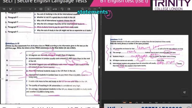 Trinity College London - ISE I (B1) Integrated Reading & Writing ||Extended Task 4  |Tips | UKVI
