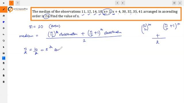IX Statistics The median of the observations 11, 12, 14, 18, x+ 2, x + 4, 30, 32, 35, 41 arranged i смотреть онлайн