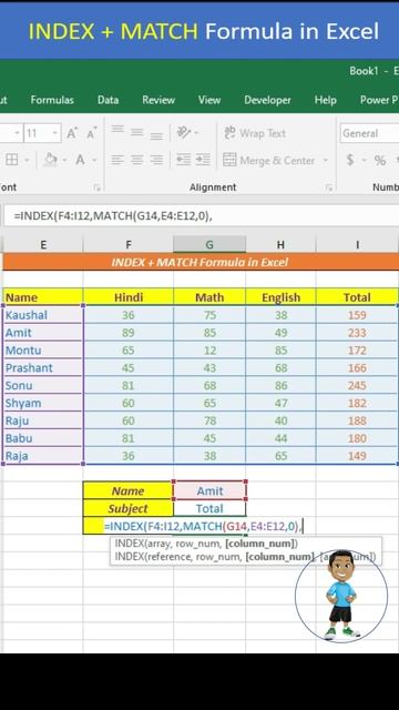 INDEX + MATCH Formula in Excel #excel #exceltips #exceltutorial #msexcel #microsoftexcel #developer