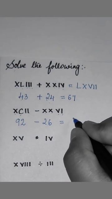 Arithmetic operations Roman numbers, adding, subtracting, multiplying & diving roman numbers #short