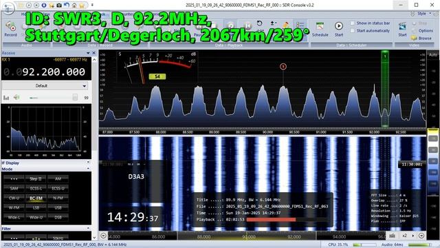 19.01.2025 11:29UTC, [Es, oos], SWR3, Германия, 92.2МГц, 2067км