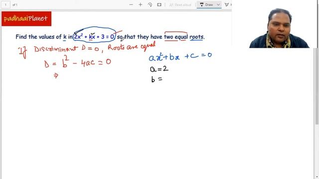 Find the values of k for 2x^2 + kx + 3 = 0, so that they have two equal roots. смотреть онлайн