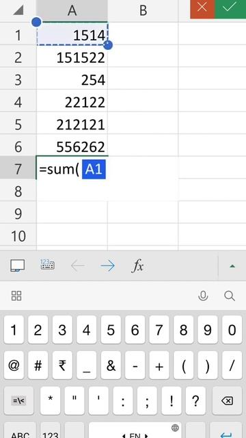 how to calculate sum in excel in mobile || #shorts