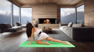 Yoga Stretch in Skirt Mountains and Fire
