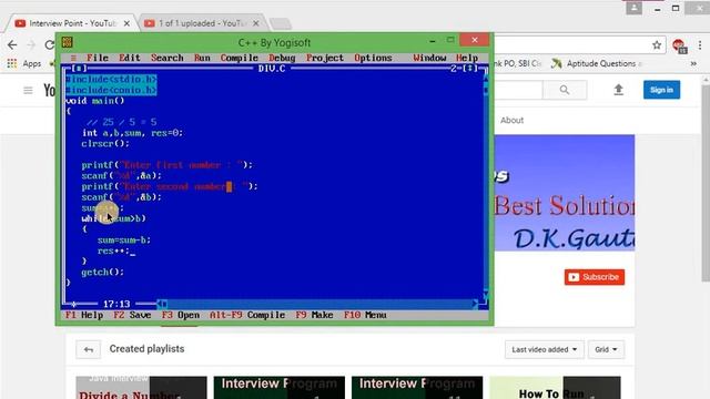 C Program to divide number without using division operator || C Interview Program