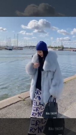 Imbettuy - Women Fashion Genuine Natural Blue Fox Fur Coat