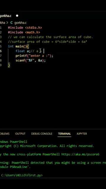 | Surface area of cube| Volume and surface area | C code #coding #programming #mathematics #hacking