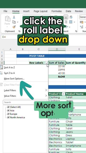 Pivot Table Sort Hack! How to sort on values. #excel   #exceltips