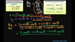 Find slope of tangent line to polar curve r = 2 - sin x at point theta = pi/3