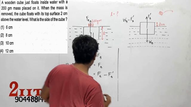 ARCHIMEDES PRINCIPLE A wooden cube just floats inside water with a 200gm mass placed on it смотреть онлайн