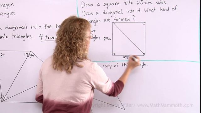 Draw a square with a given side, and copy a triangle (geometry drawing problems) смотреть онлайн