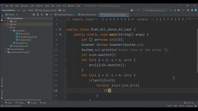 Move all zeros to end of Array || Algorithm and code explain in java || Nikhil Saini смотреть онлайн