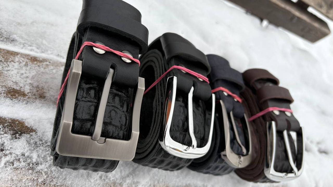 Ремень из натуральной кожи КРС под крокодила