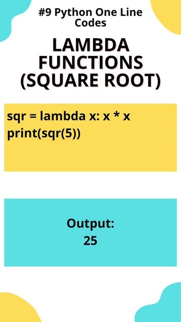 Python One Line Codes #9 - Lambda Square root function | #shorts