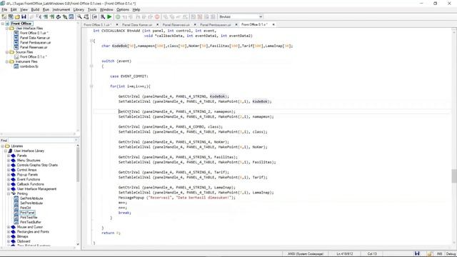 Program Front Office  GUI Bahasa Pemrograman C | Tutorial GUI Bahasa C | Lab Windows Project