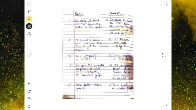 Difference between Prim's and Kruskal's Algorithm #computerscience #bca  #informationtechnology