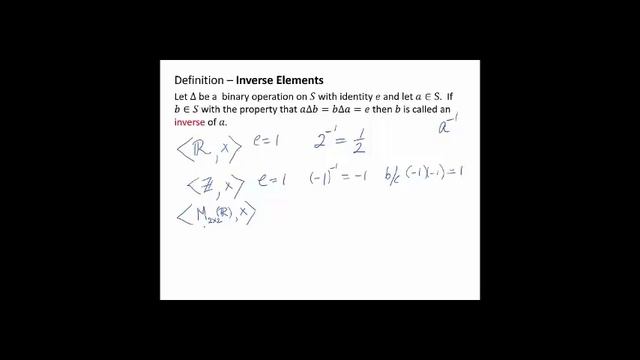 Video 1 Binary Operations, identities and inverses