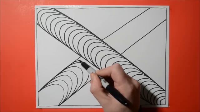 Daily Line Illusion #78 / 3D Abstract Cross Pattern / Spiral Drawing / Satisfying / Art Therapy