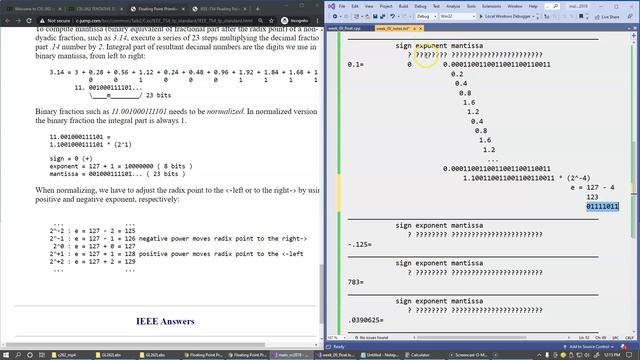 9.6 IEEE floating point storage step-by-step: 0.1 example смотреть онлайн